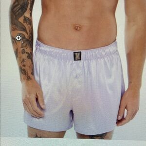 Savage X Fenty Lavender satin boxers men’s medium button front elastic waist